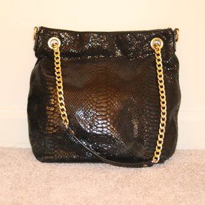 MICHAEL Michael Kors Black Faux Snake Skin Crossbody Purse